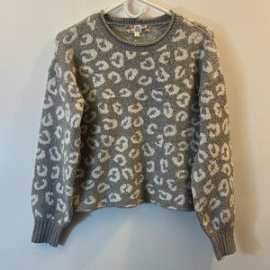 Pink Rose plush animal print sweater sz S